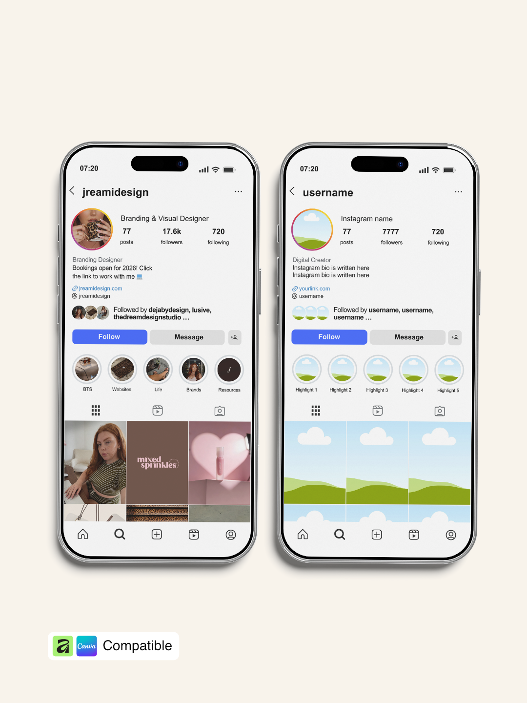 Instagram Interface Templates [6] Canva & Affinity