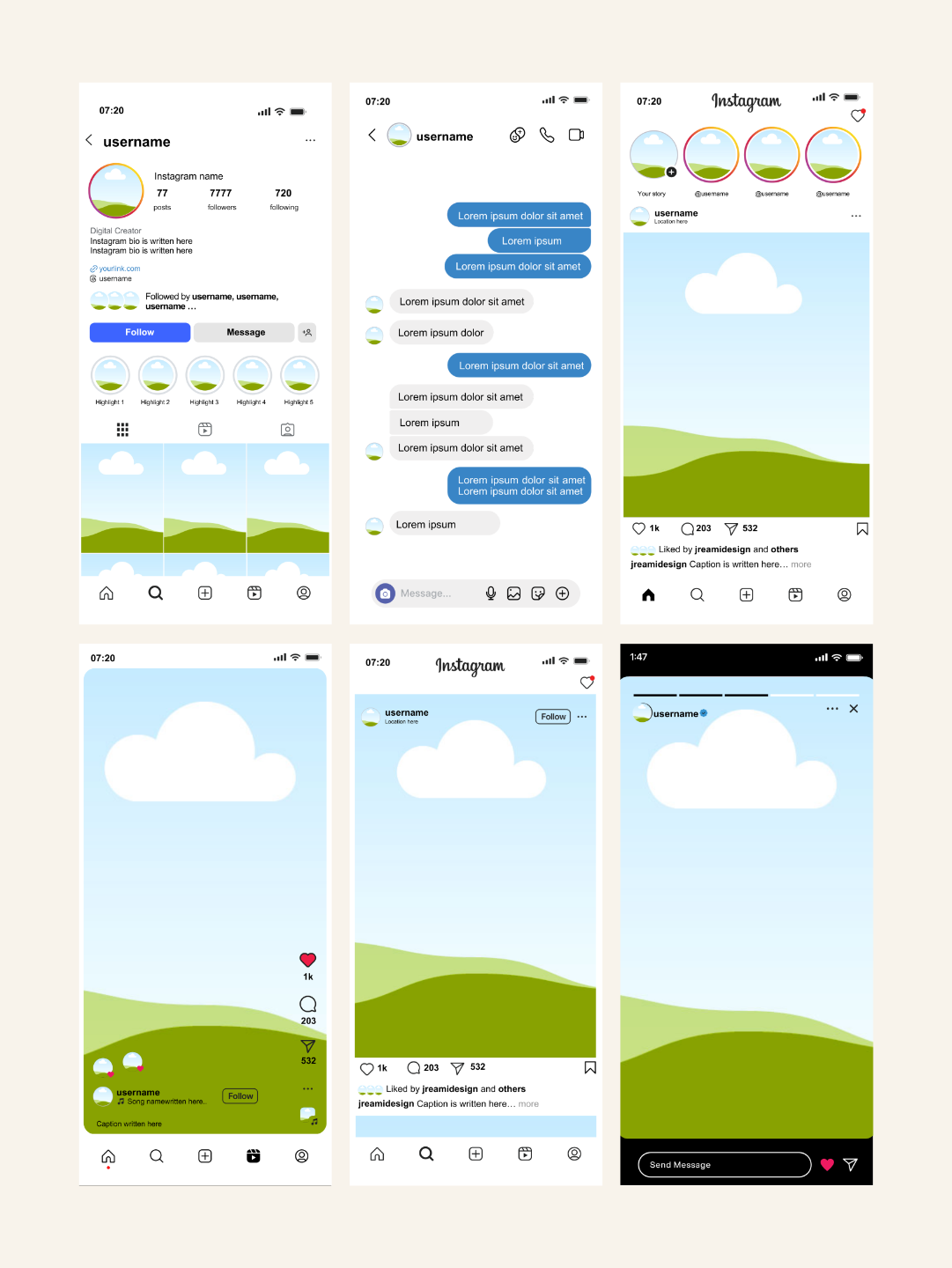 Instagram Interface Templates [6] Canva & Affinity