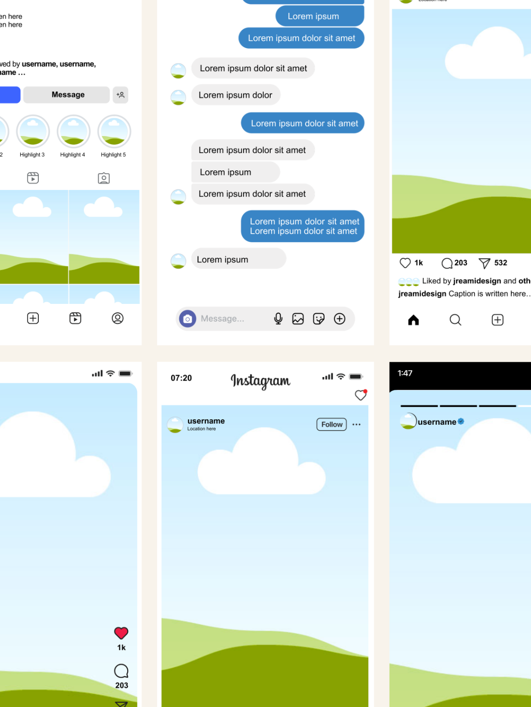 Instagram Interface Templates [6] Canva & Affinity
